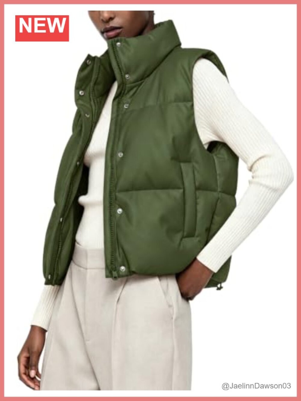 Faux Leather Puffer Vest Zip Up Sleeveless Winter Cropped Jacket